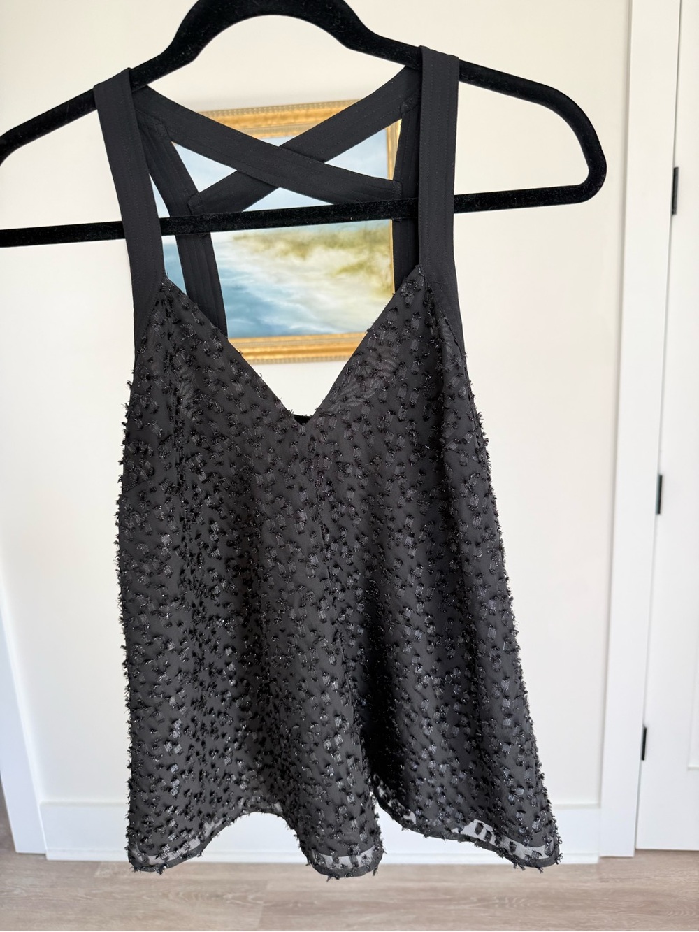 Rebecca Minkoff Shimmer Sparkly Black Top